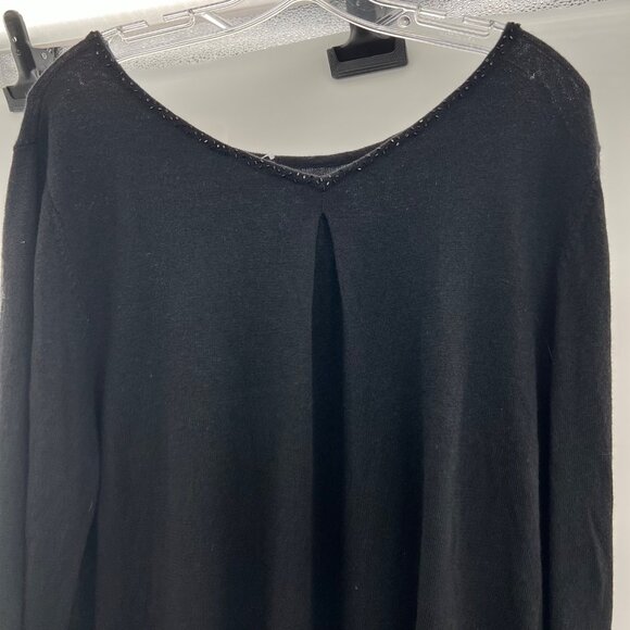 J. Jill Women's Wool Blend Pullover Sweater Long Sleeve Black Beaded Neck XL - Picture 6 of 9